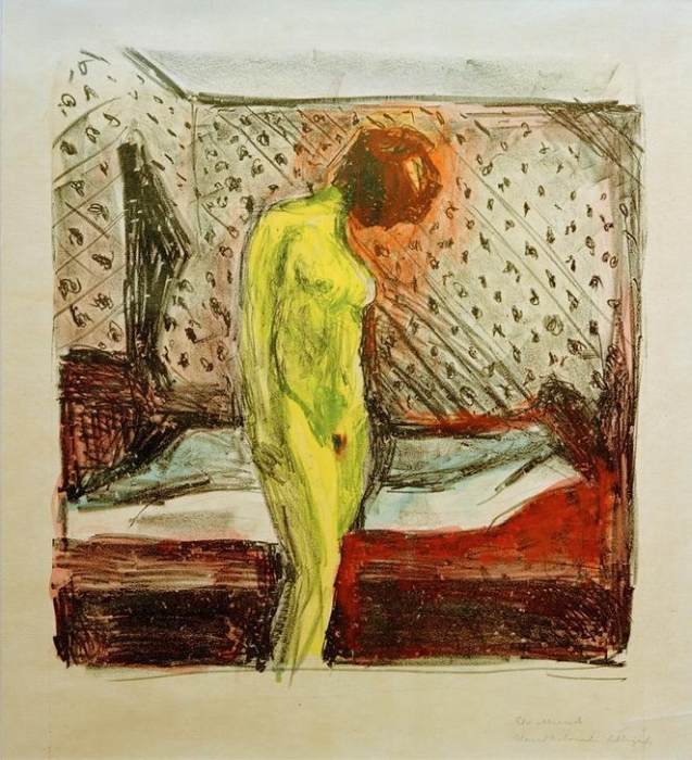 Weinende junge Frau am Bett à Edvard Munch