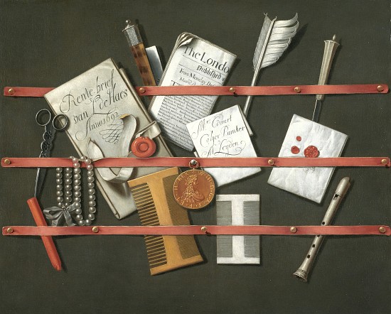 Still Life, A Letter Rack à Edwaert Colyer ou Collier