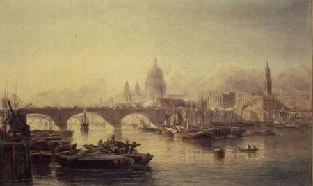 St. Paul's Cathedral and London Bridge à Edward Angelo Goodall