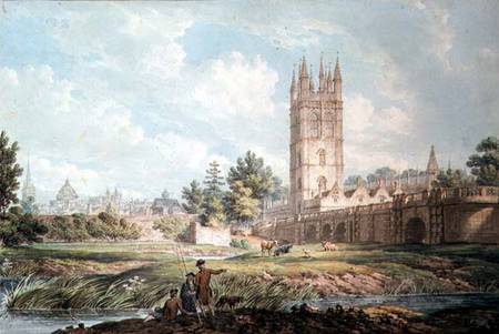Magdalen College and Bridge, Oxford, from the River  on à Edward Dayes