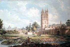 Magdalen College and Bridge, Oxford, from the River  on