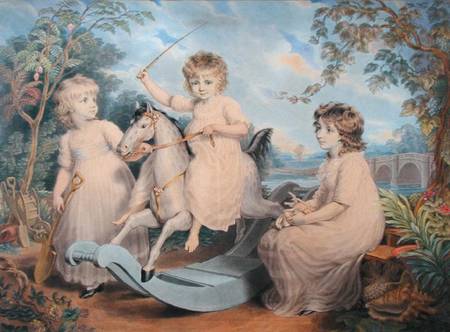 Portrait Group of three Children, possibly Sophie, Charles and Frances Burney  on à Edward Francis Burney