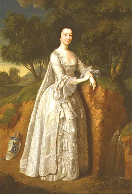 Elizabeth Montague standing in a Wooded Landscape à Edward Haytley