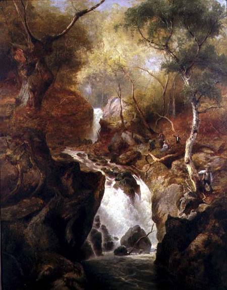 Waterfall through a Woodland à Edward Henry Holder