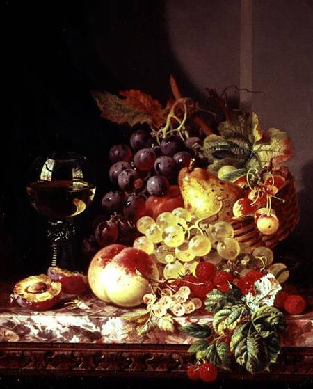 Still life with grapes and wine à Edward Ladell