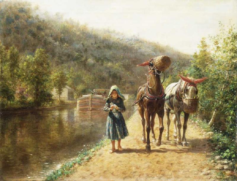 Auf dem Leinpfad à Edward Lamson Henry