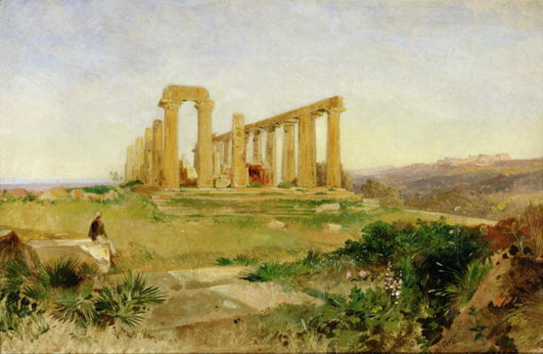 Temple of Agrigento (oil on canvas) à Edward Lear