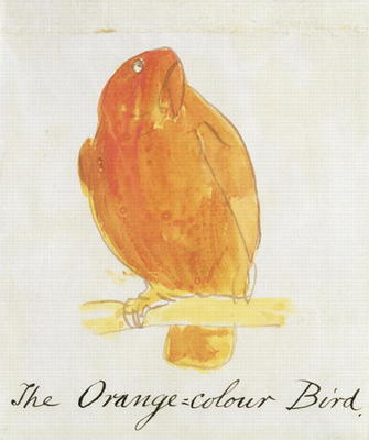 The Orange Colour Bird, from 'Sixteen Drawings of Comic Birds' (pen & ink and w/c on paper) à Edward Lear