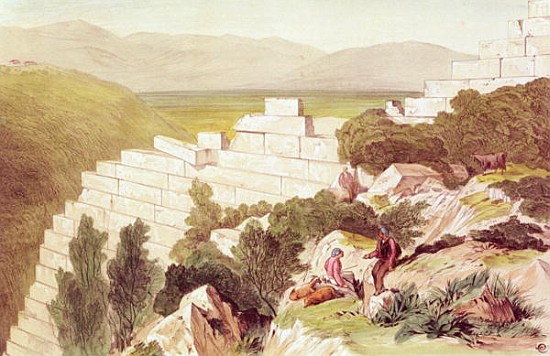 Walls of Ancient Samos, Cephalonia, 19th century (watercolour) à Edward Lear
