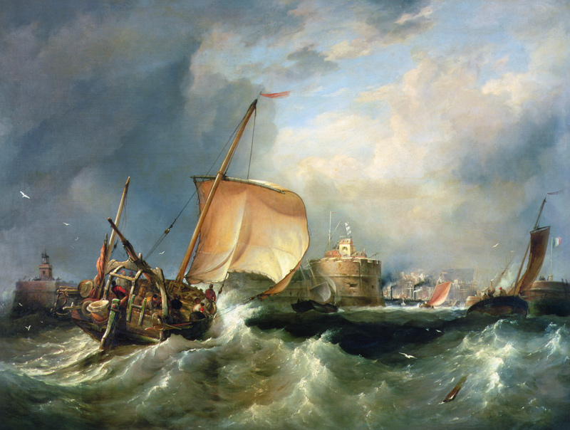 French Herring Boat Running into the Port off Havre de Grace à Edward William Cooke