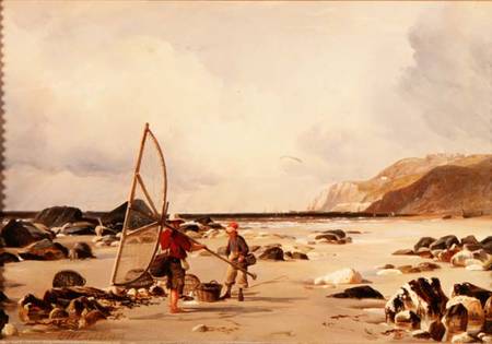Shrimpers on a beach à Edward William Cooke