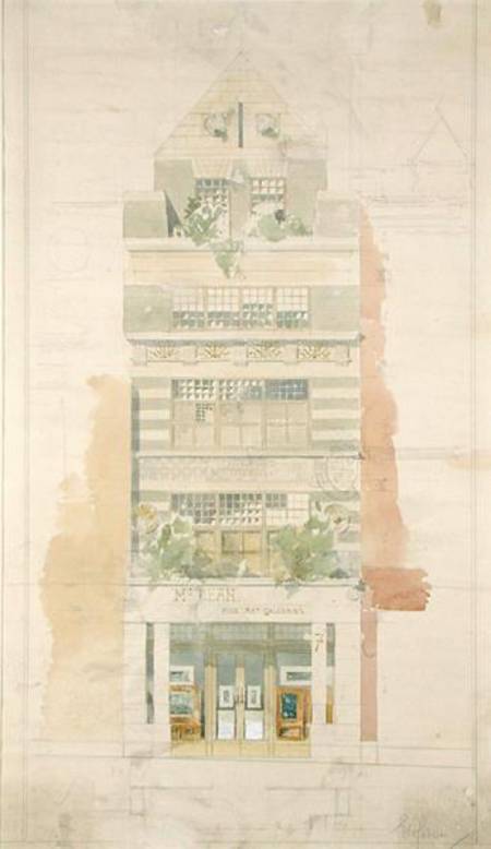 Design for the Facade of McLean Fine Art Galleries, Haymarket, London  & pencil on à Edward William Godwin