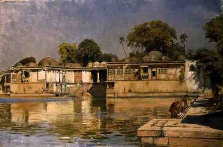 Palace and Lake at Sarkeh, near Ahmedabad, India à Edwin Lord Weeks