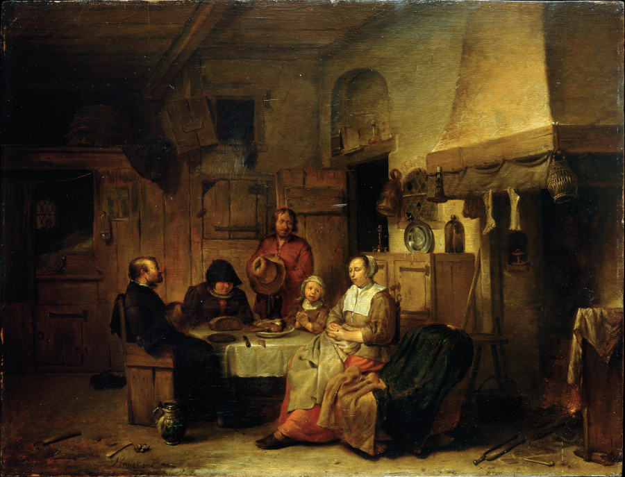 A Family Praying at the Midday Meal à Egbert Jaspersz. van Heemskerck