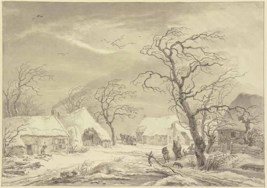 Village in the winter à Egbert van Drielst