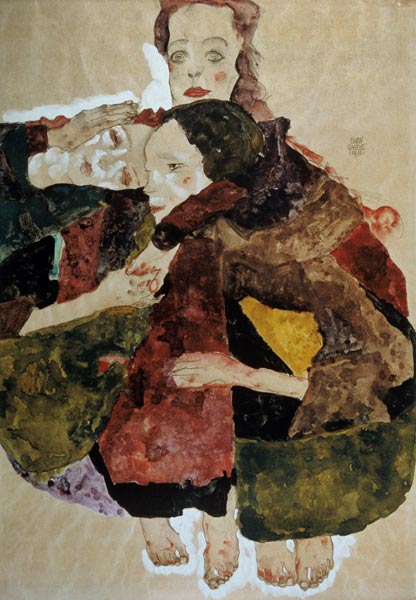 Groupe de trois filles à Egon Schiele