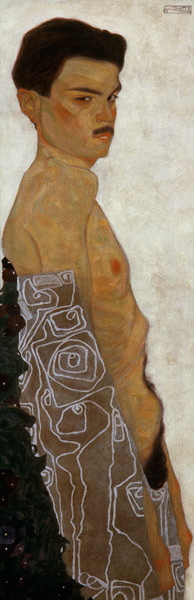 auto-portrait dans des draps à Egon Schiele