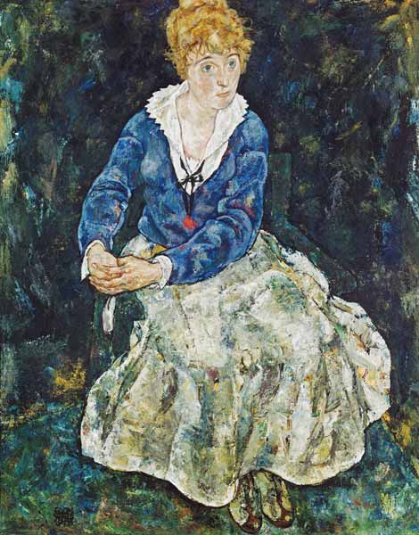 portrait de la femme de l'artiste, étant assis à Egon Schiele