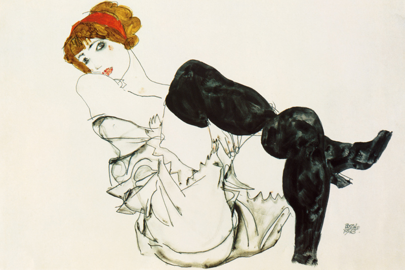 Femme en chaussettes noires (Valerie Neuzil) à Egon Schiele
