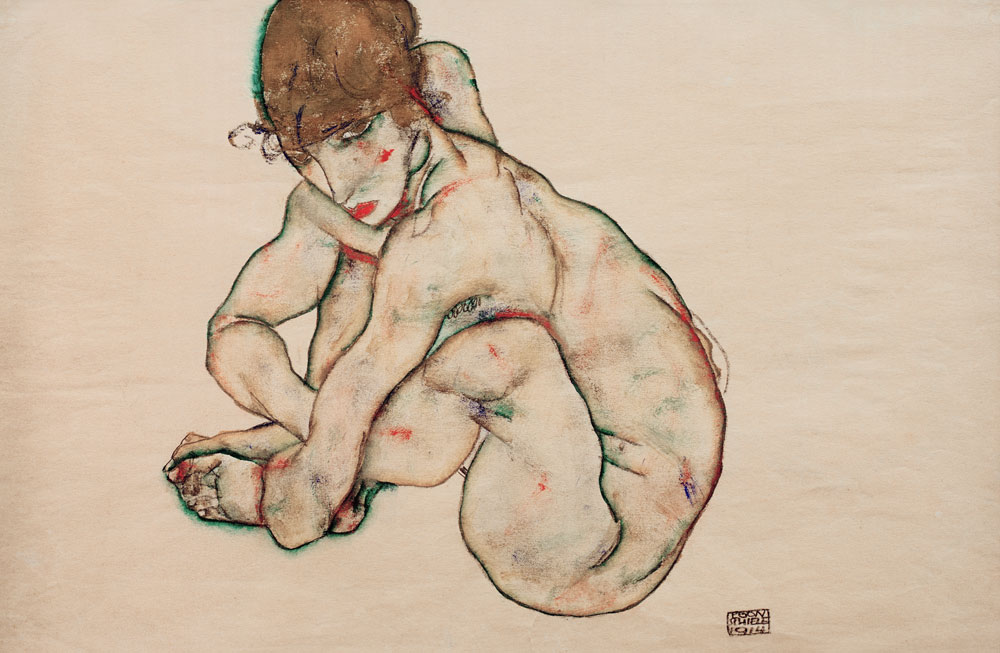 Squatting Nude à Egon Schiele