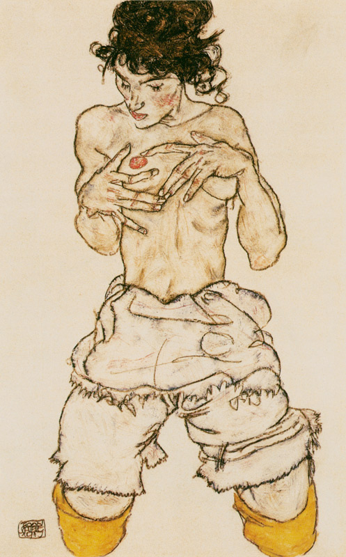 Femme agenouillée, à moitié nue II à Egon Schiele