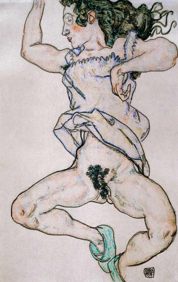 Reclining Nude w.Slippers à Egon Schiele