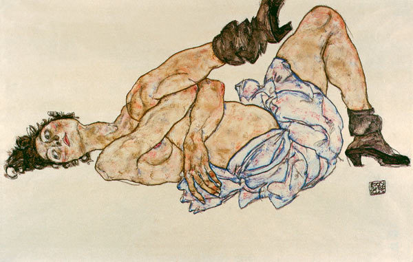 nu féminin allongé à Egon Schiele
