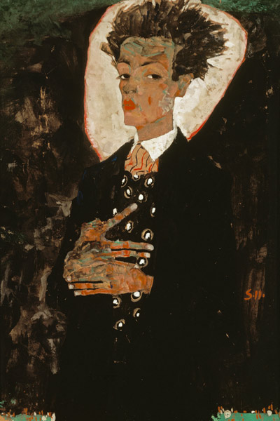 auto-portrait avec weste, debout. à Egon Schiele
