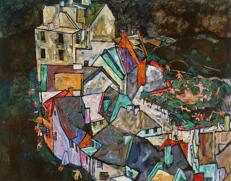 Fin urbaine (Krumau coudes de maison lll) à Egon Schiele