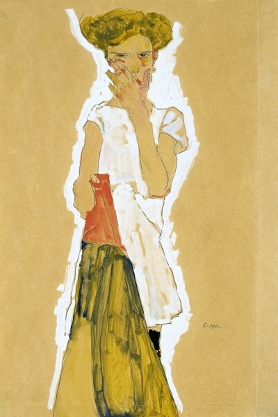 Standing Girl in White Petticoat à Egon Schiele