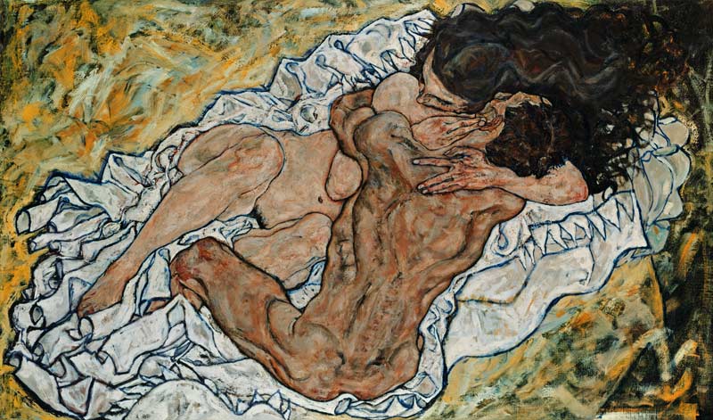 L'étreinte (couple d'amoureux ll) à Egon Schiele