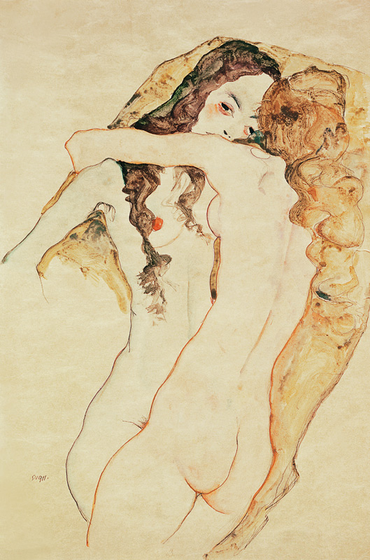 Deux femmes dans un embrassement à Egon Schiele