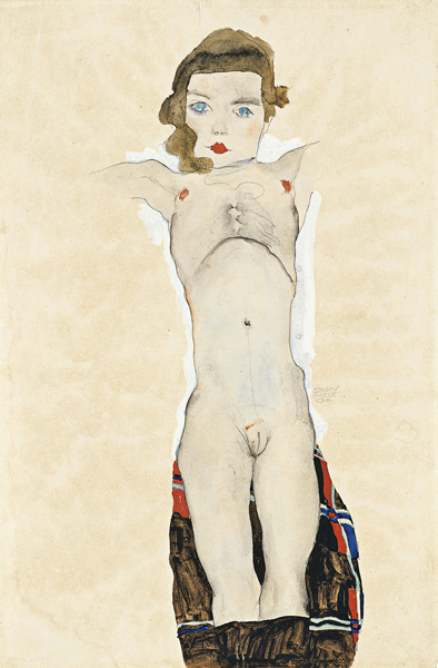 Nude Girl with Arms Outstretched à Egon Schiele