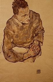 portrait de Charles Gruenwald avec des mains croisées à Egon Schiele