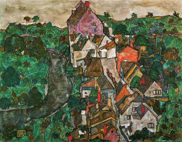 Landscape at Krumau à Egon Schiele