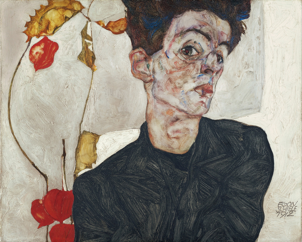 Egon Schieles Self Portrait With Physalis 1912 à Egon Schiele