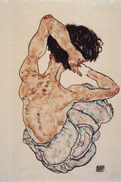 Femme avec les mains croisées, vue de dos à Egon Schiele