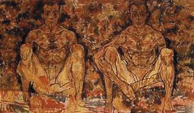Couple d'hommes accroupis (double autoportrait) à Egon Schiele
