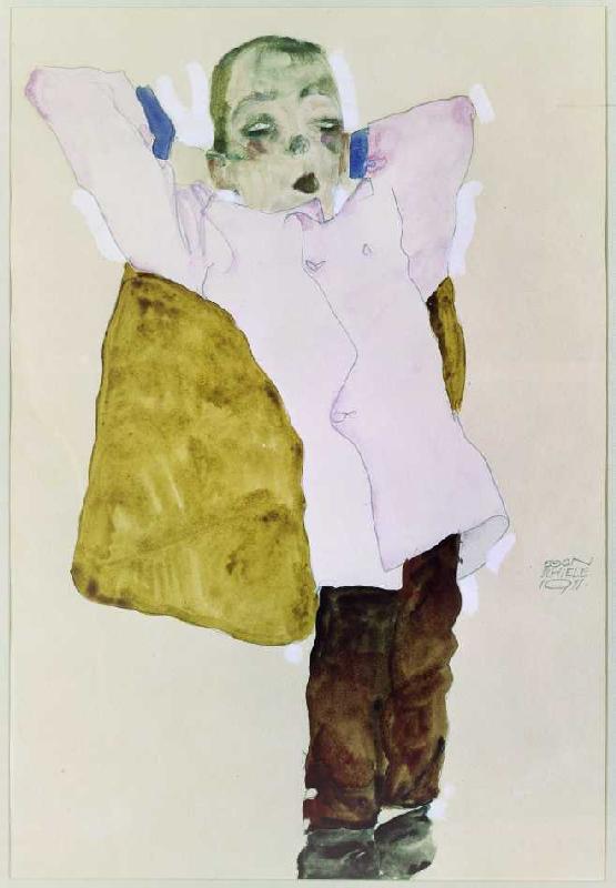 Junger Mann mit rosa Jacke à Egon Schiele