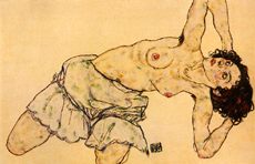 Femme agenouillée, à moitié nue I à Egon Schiele