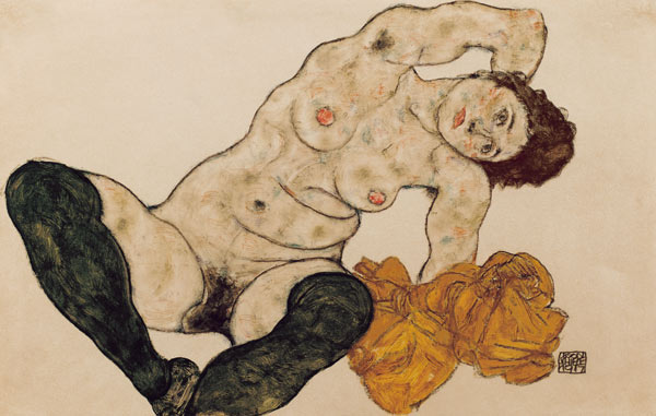 Reclining Nude w.Towl à Egon Schiele