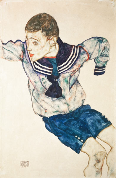 Garçon dans la combinaison de marin à Egon Schiele