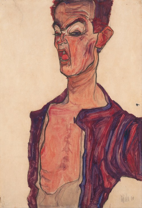 Self-Portrait, Grimacing à Egon Schiele