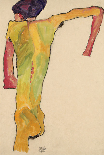 Male Nude, Propping Himself Up à Egon Schiele