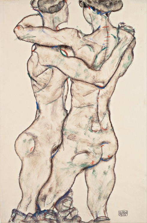 Naked Girls Embracing à Egon Schiele