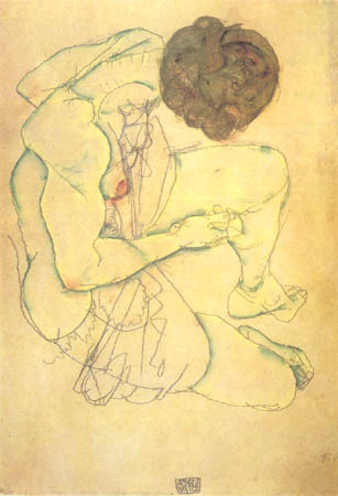 nu féminin assis à Egon Schiele