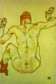 Séance nu de dos féminin. à Egon Schiele