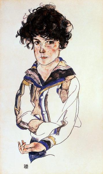 Young Boy, 1918 (pencil, w/c &