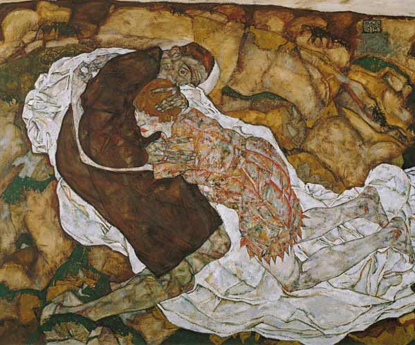 Décès et fille (homme et fille) à Egon Schiele