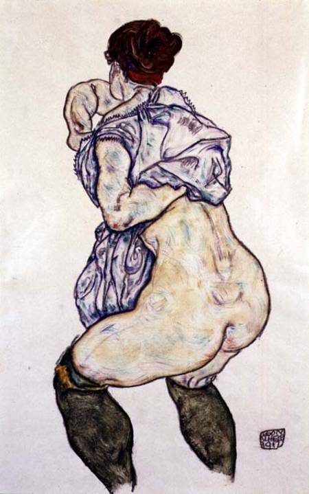 Woman Undressing à Egon Schiele